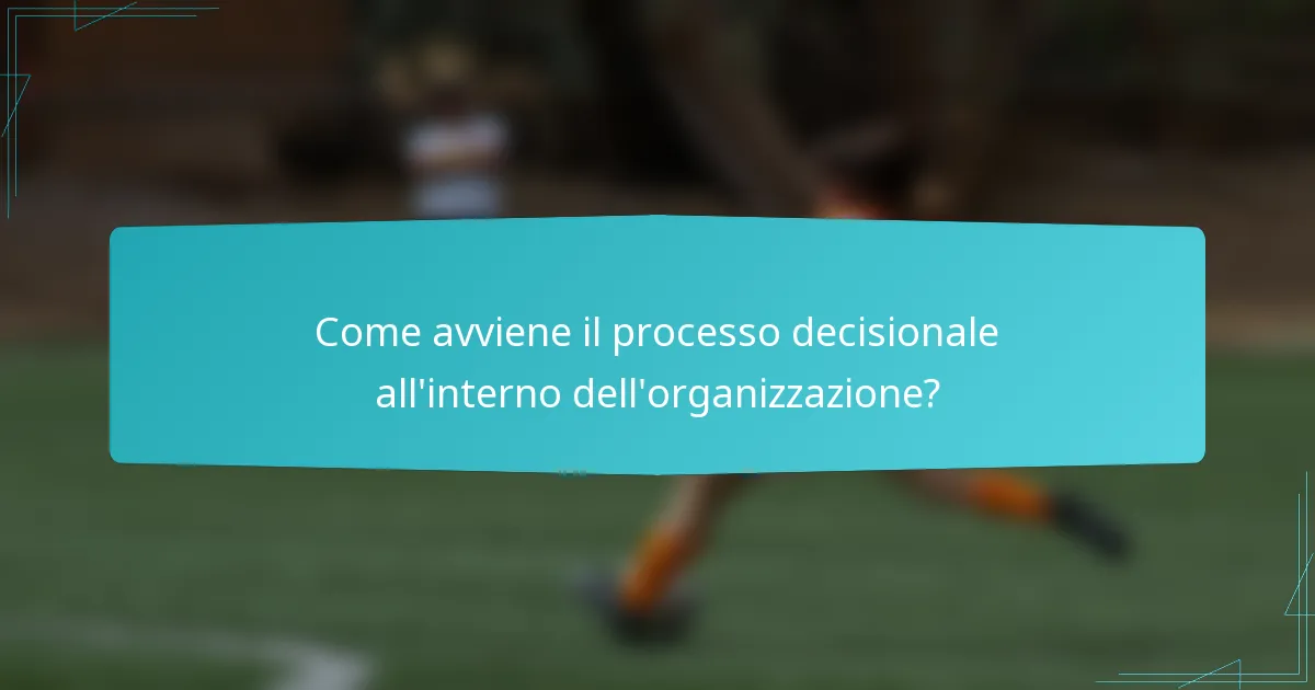 Come avviene il processo decisionale all'interno dell'organizzazione?