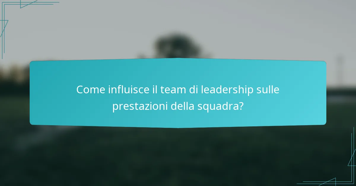 Come influisce il team di leadership sulle prestazioni della squadra?
